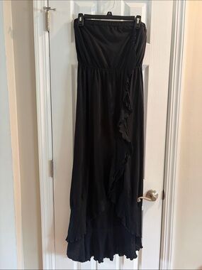Mudd Black Strapless Ruffle Maxi Dress
